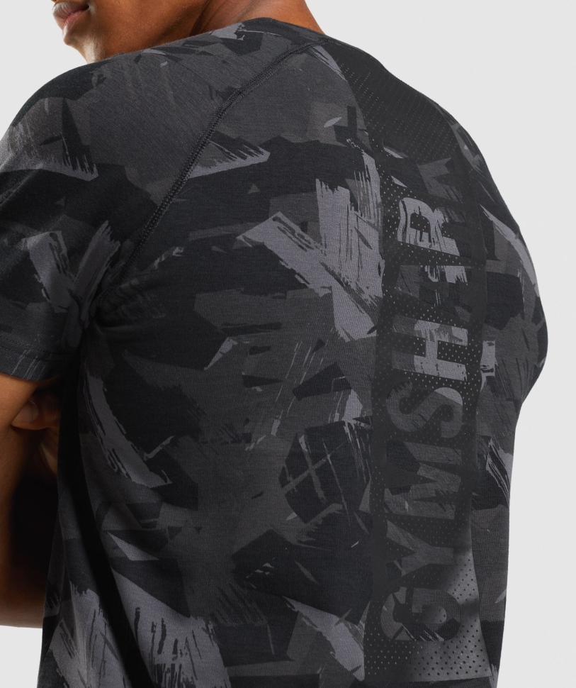 Gymshark τολμηρό ανδρικό μπλουζάκι σε γκρι στάμπα