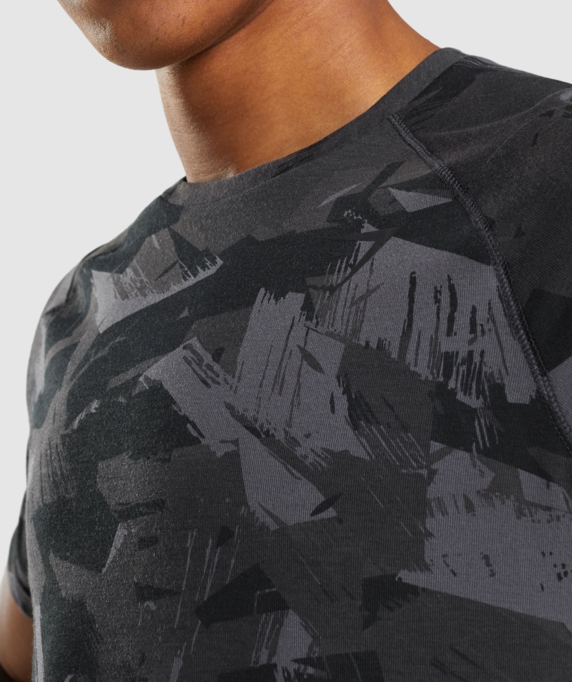 Gymshark τολμηρό ανδρικό μπλουζάκι σε γκρι στάμπα