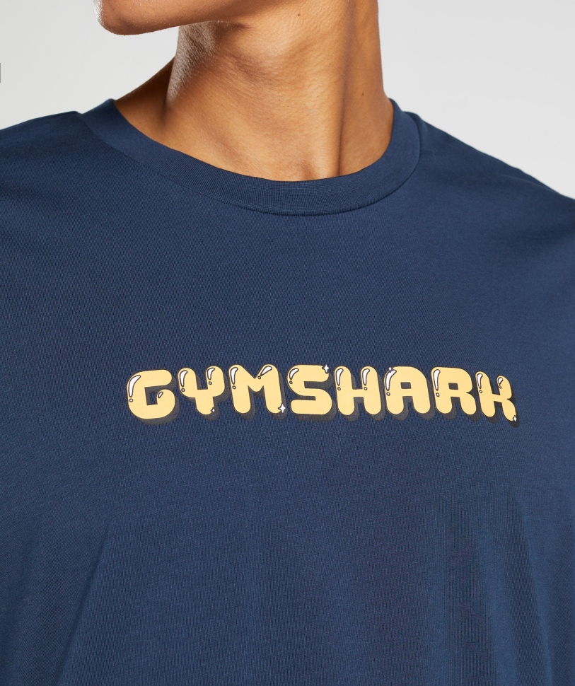 Gymshark Bubble Print μεγάλο μπλουζάκι Navy