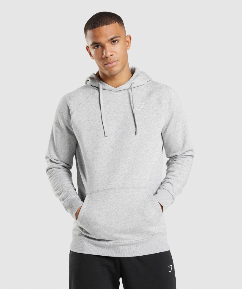 Gymshark Crest Hoodie ανοιχτό γκρι Core Marl