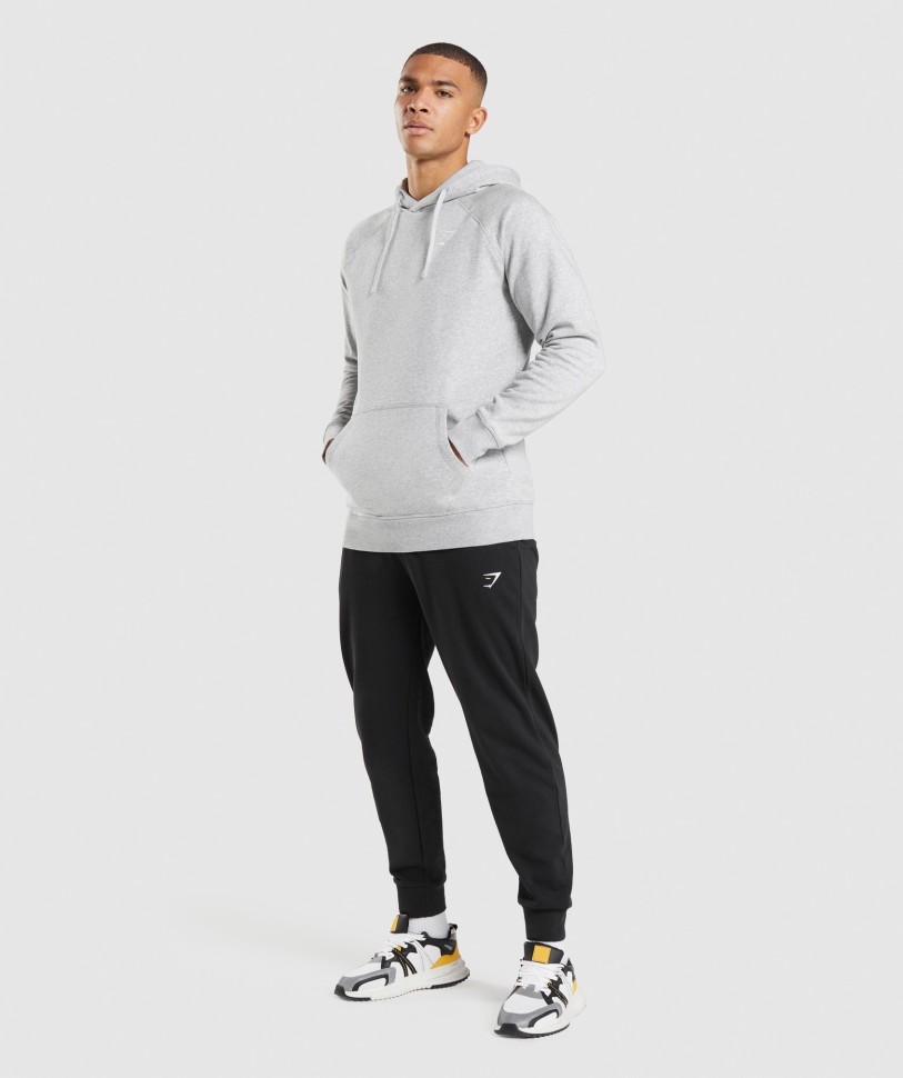 Gymshark Crest Hoodie ανοιχτό γκρι Core Marl