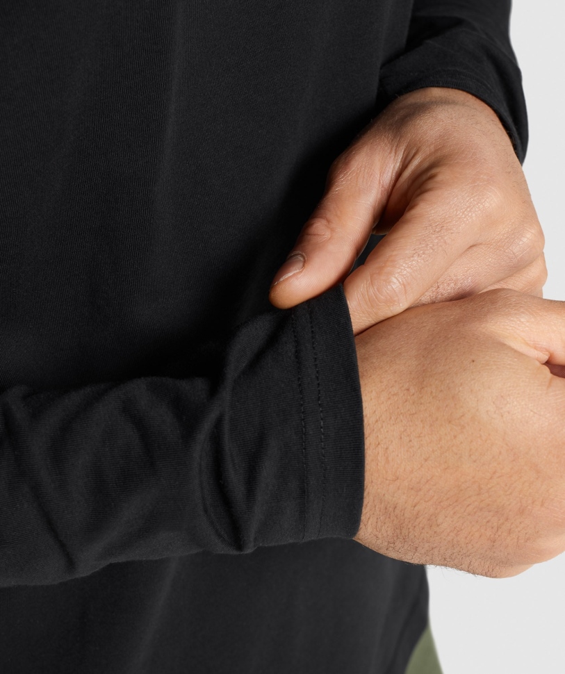 μακρυμάνικο μπλουζάκι Gymshark Crest μαύρο