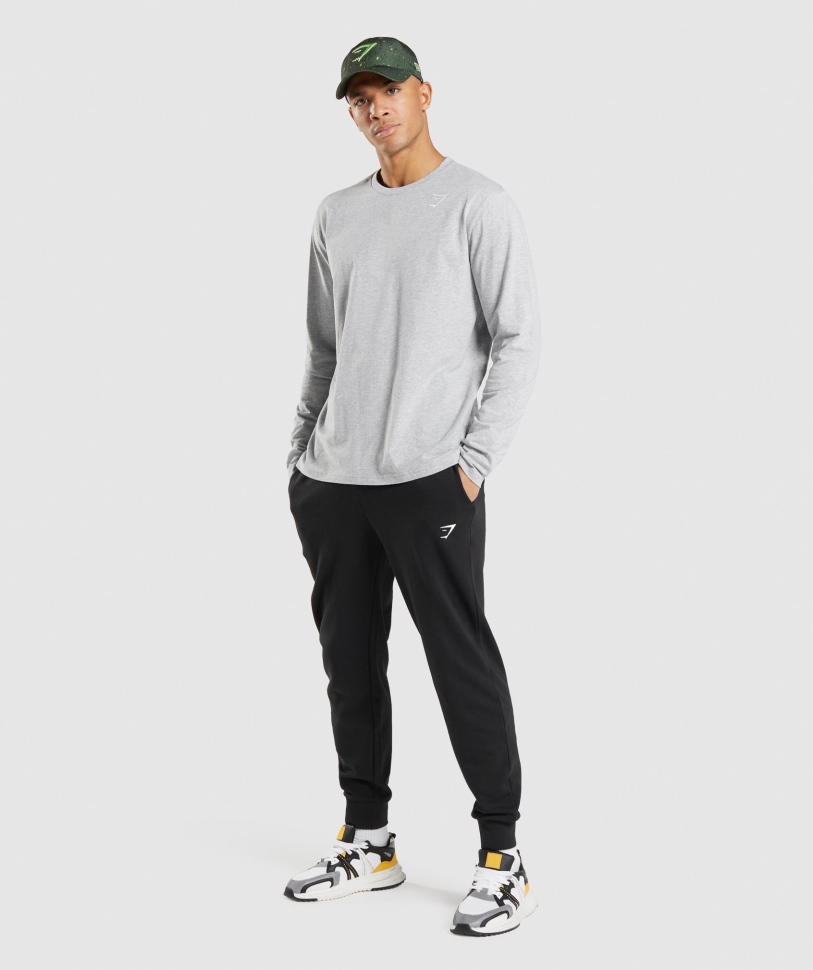 Gymshark Crest μακρυμάνικο μπλουζάκι ανοιχτό γκρι πυρήνα Marl