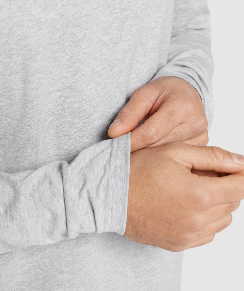 Gymshark Crest μακρυμάνικο μπλουζάκι ανοιχτό γκρι πυρήνα Marl