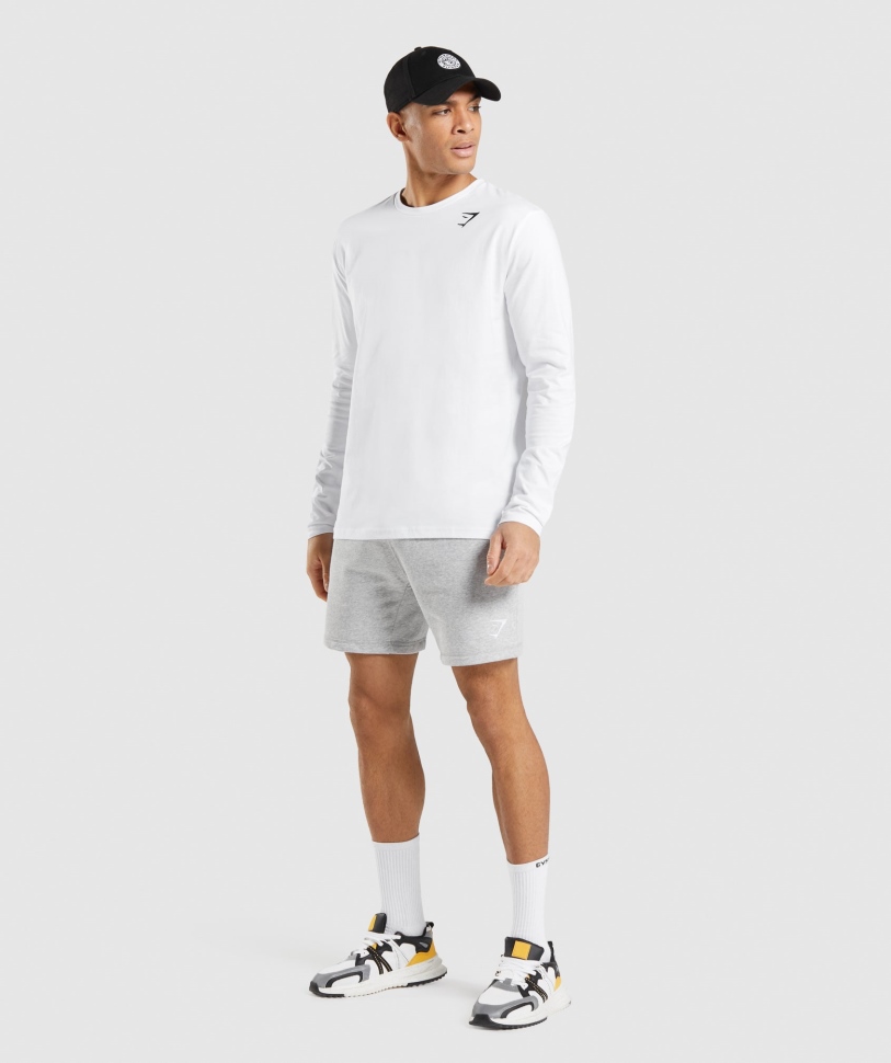 Gymshark λοφίο μακρυμάνικο μπλουζάκι λευκό