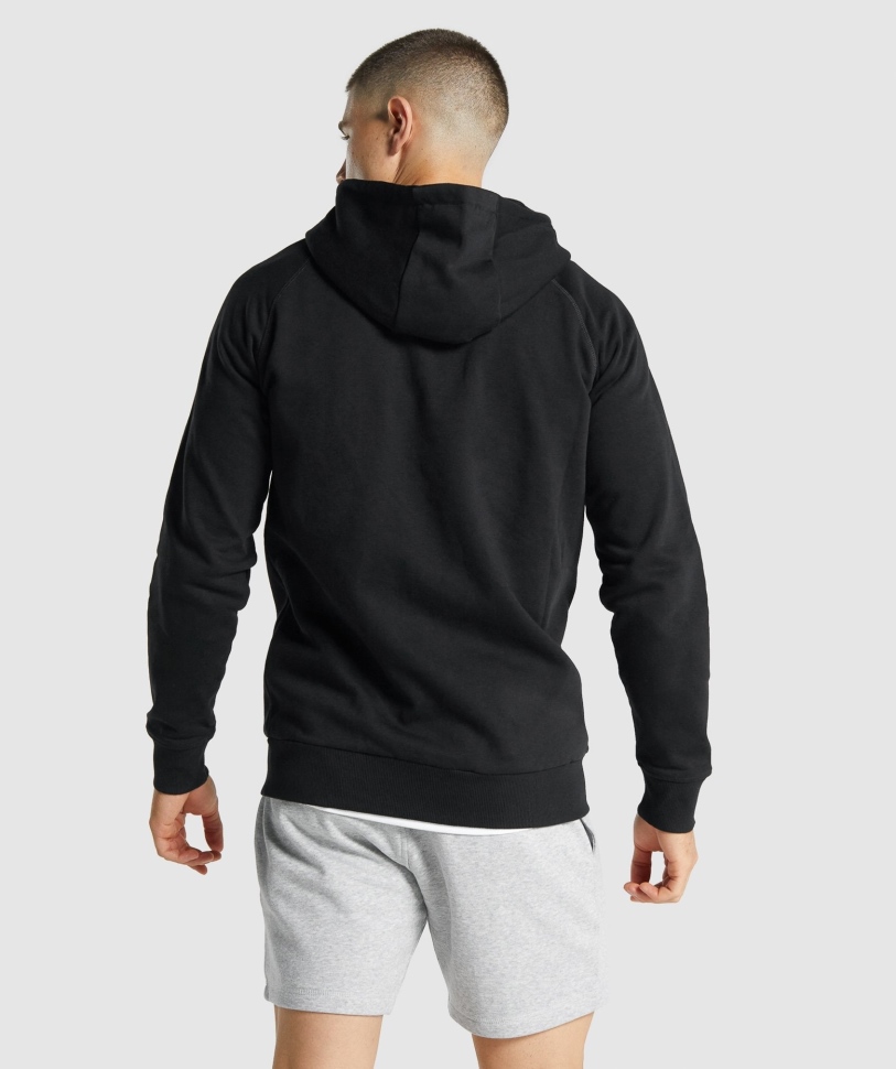 Gymshark λοφίο με φερμουάρ μέχρι Hoodie μαύρο