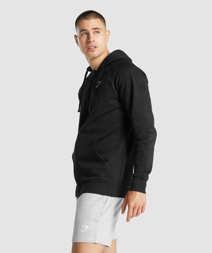 Gymshark λοφίο με φερμουάρ μέχρι Hoodie μαύρο