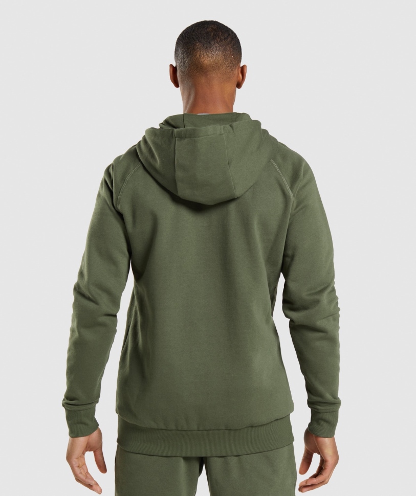 Gymshark λοφίο με φερμουάρ μέχρι Hoodie πυρήνα ελιάς