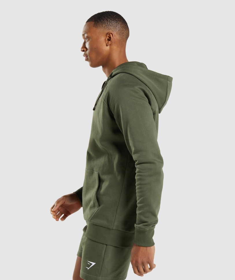 Gymshark λοφίο με φερμουάρ μέχρι Hoodie πυρήνα ελιάς