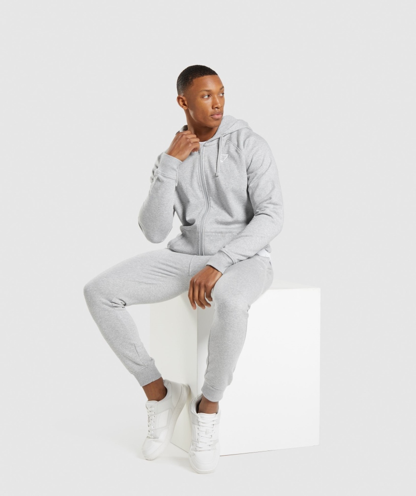 Gymshark λοφίο με φερμουάρ επάνω με κουκούλα ανοιχτό γκρι πυρήνα Marl