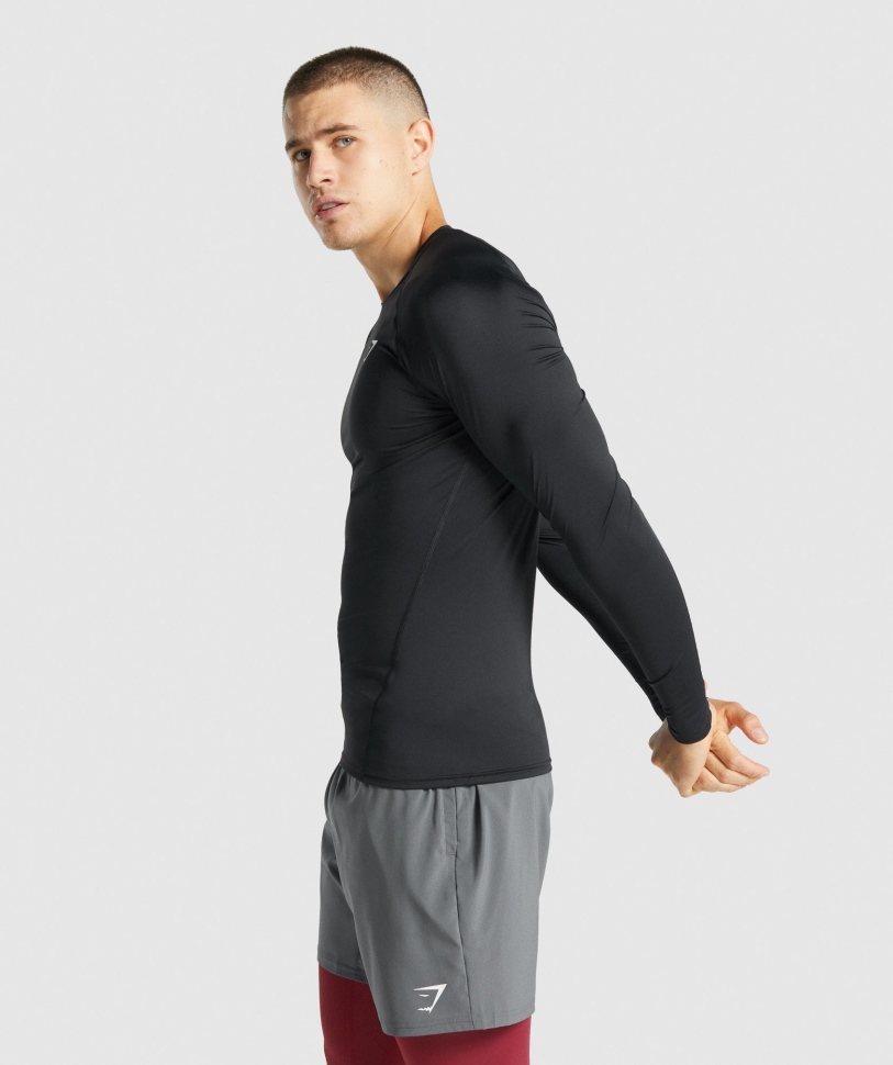 μακρυμάνικο μπλουζάκι Gymshark Element Baselayer μαύρο