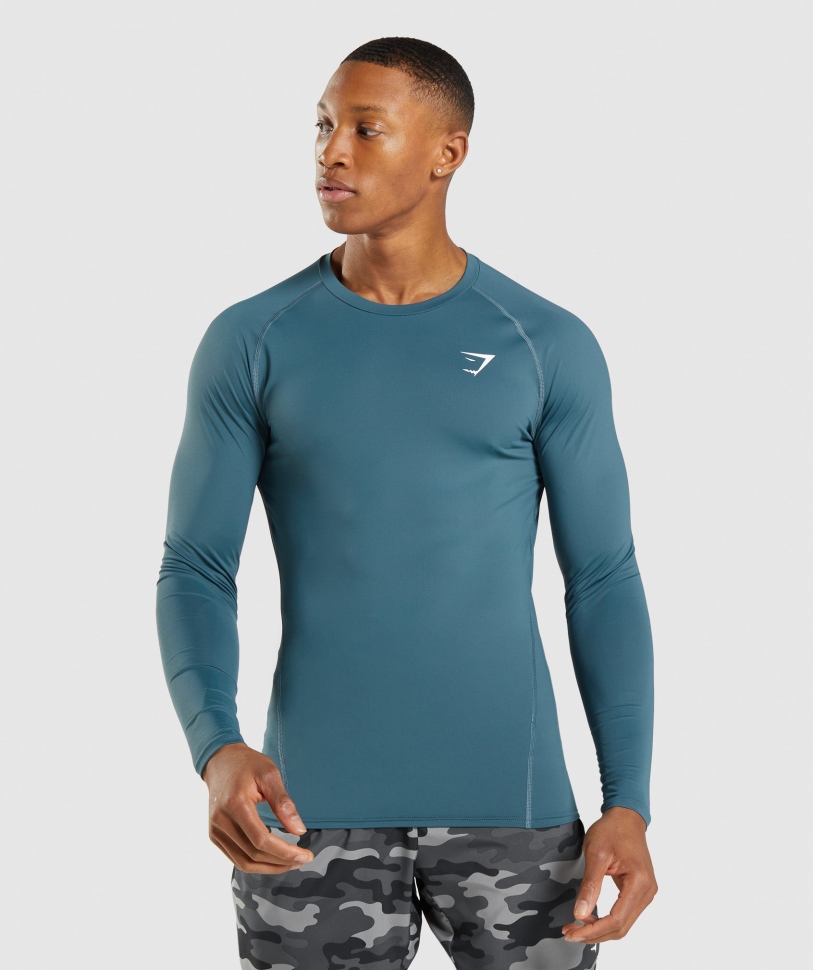 μακρυμάνικο μπλουζάκι Gymshark στοιχείο Baselayer γαλάζιο της Τοσκάνης