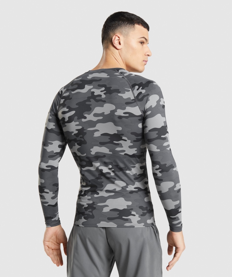 Gymshark Element Baselayer με μακριά μανίκια γκρι στάμπα