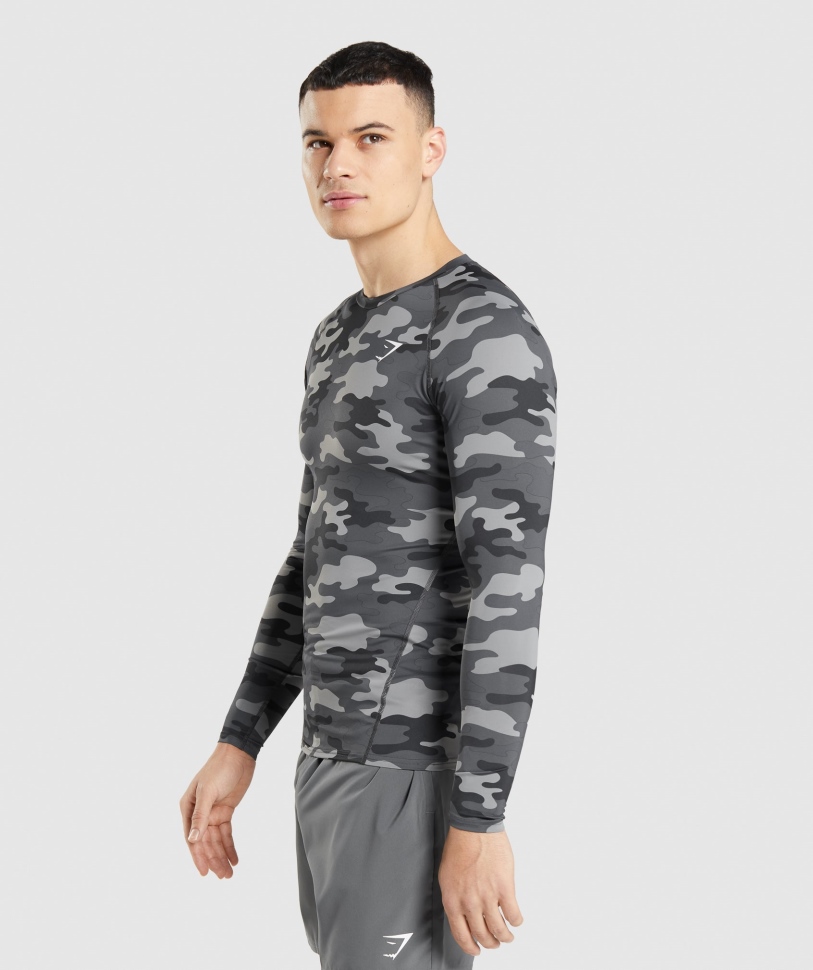 Gymshark Element Baselayer με μακριά μανίκια γκρι στάμπα