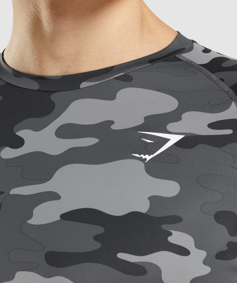 Gymshark Element Baselayer με μακριά μανίκια γκρι στάμπα