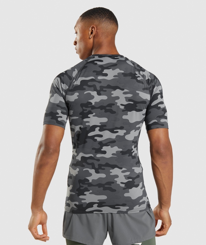 Gymshark Element Baselayer T-shirt Camo γκρι στάμπα