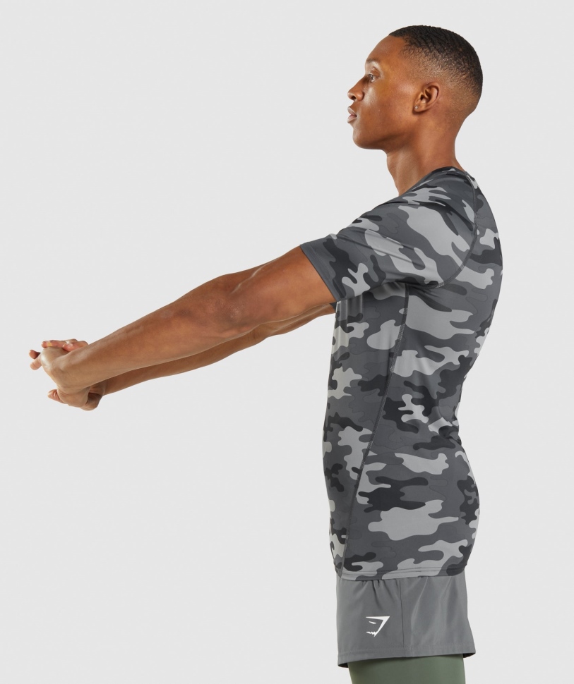 Gymshark Element Baselayer T-shirt Camo γκρι στάμπα