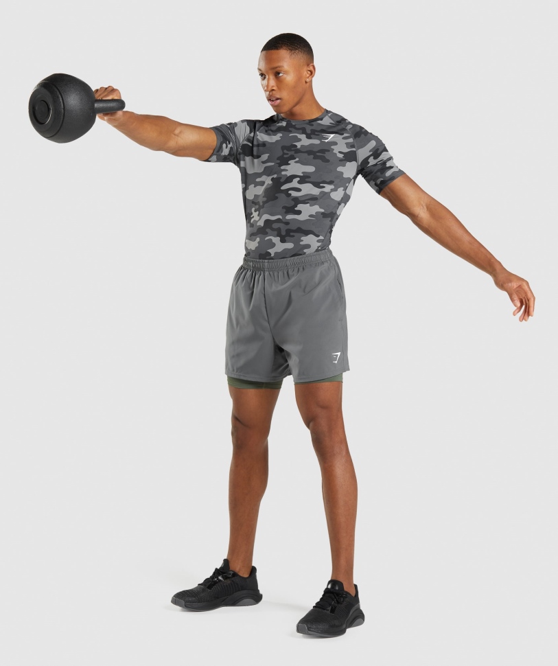 Gymshark Element Baselayer T-shirt Camo γκρι στάμπα