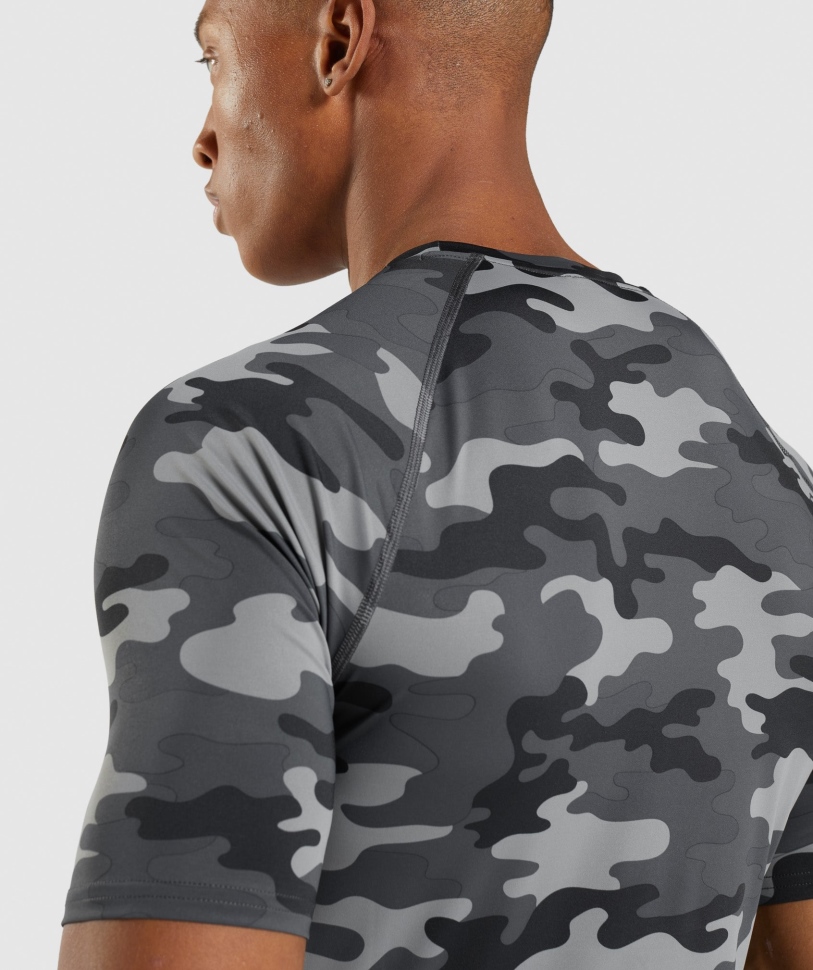 Gymshark Element Baselayer T-shirt Camo γκρι στάμπα