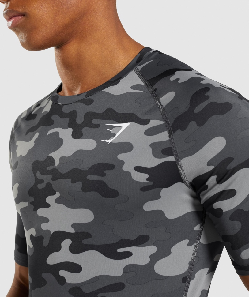 Gymshark Element Baselayer T-shirt Camo γκρι στάμπα