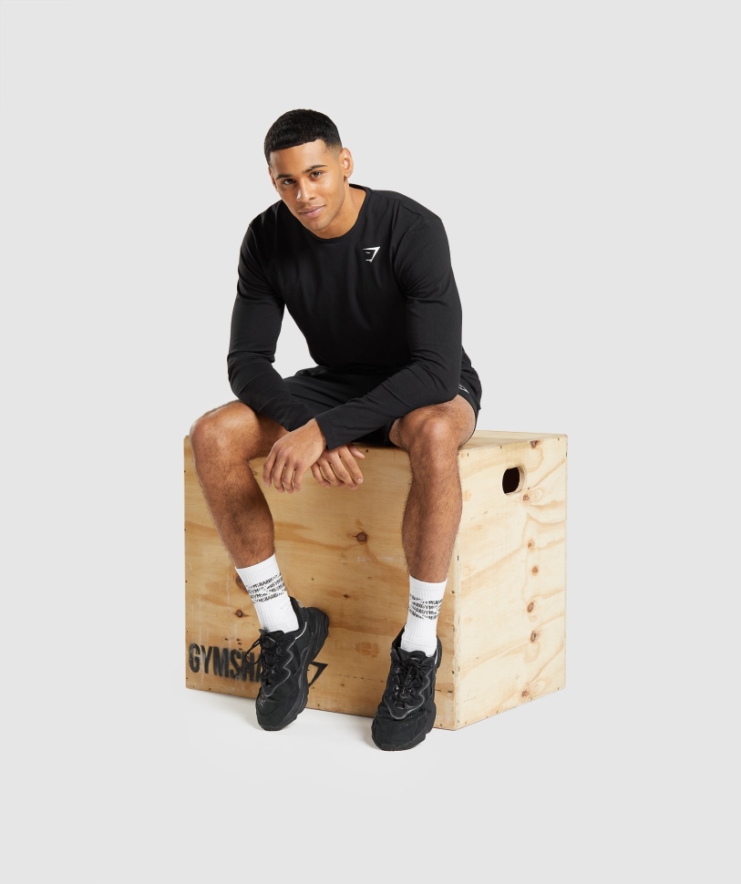 Gymshark απαραίτητο μακρυμάνικο μπλουζάκι μαύρο