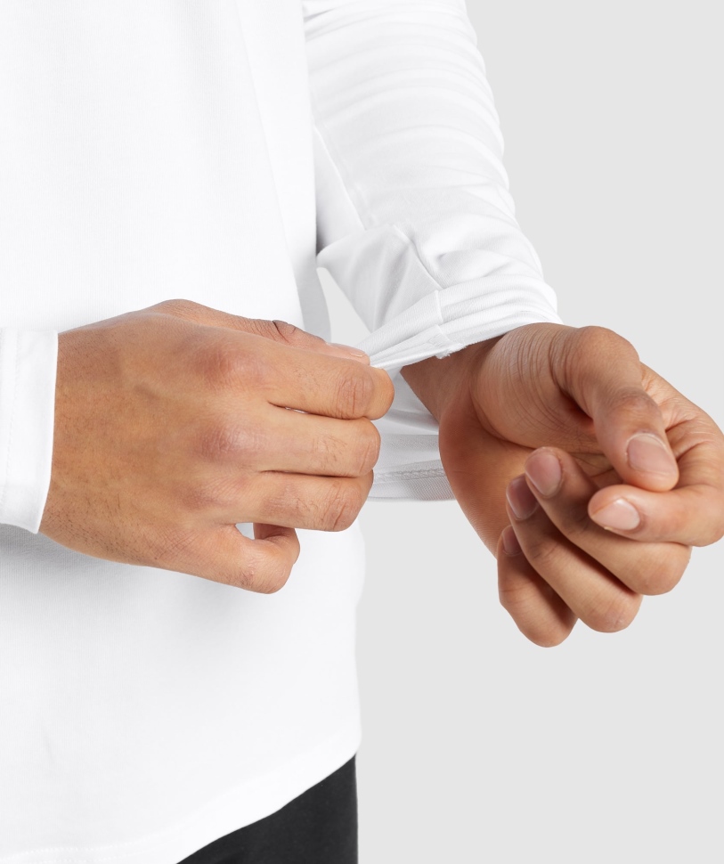 Gymshark απαραίτητο μακρυμάνικο μπλουζάκι λευκό