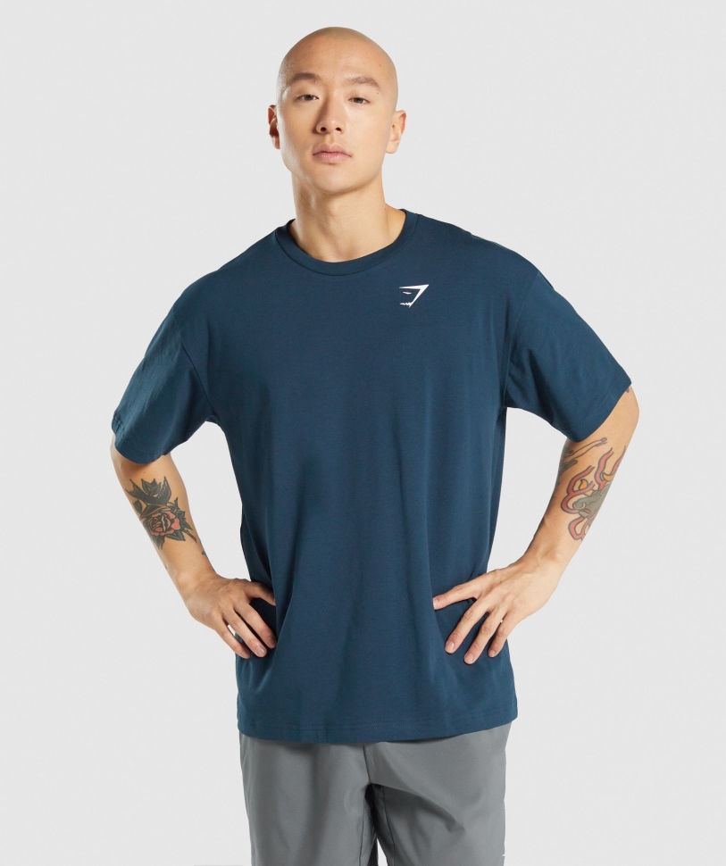 Gymshark απαραίτητο υπερμεγέθη T-shirt Navy