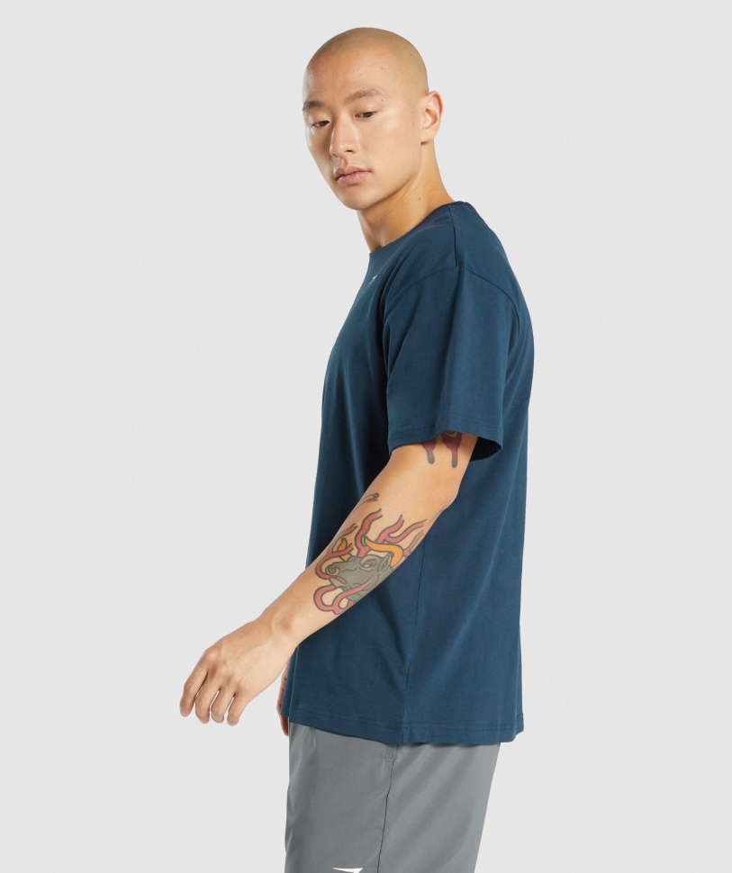 Gymshark απαραίτητο υπερμεγέθη T-shirt Navy
