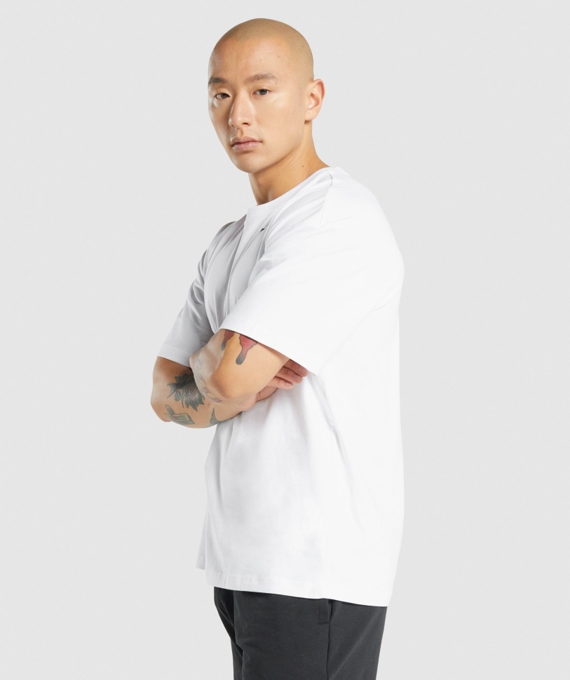 Gymshark απαραίτητο υπερμεγέθη μπλουζάκι λευκό