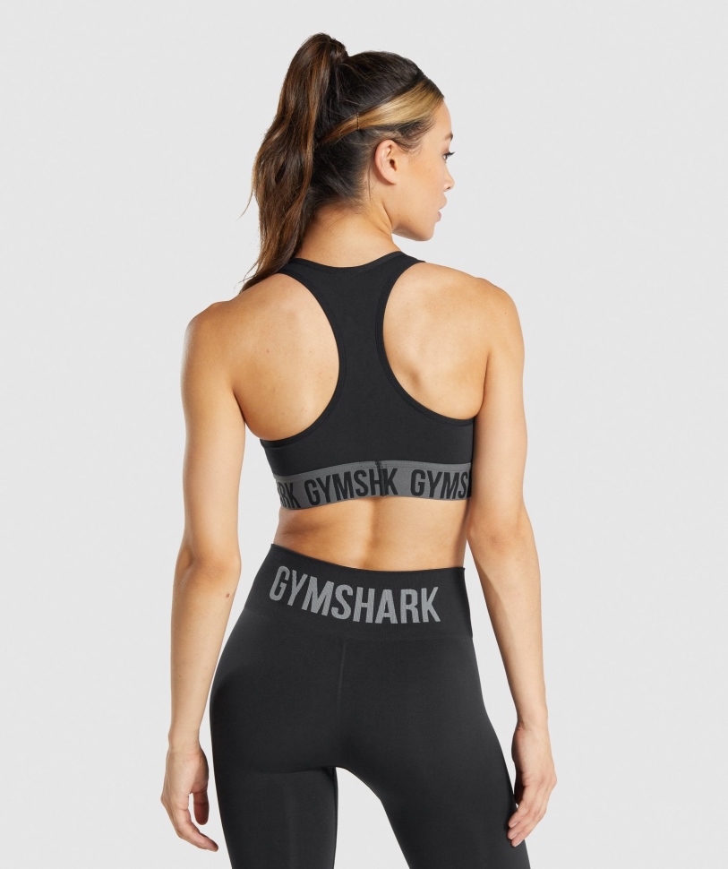 Gymshark Fit απρόσκοπτη αθλητικό σουτιέν μαύρο