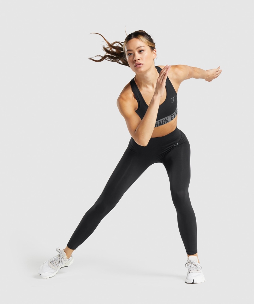 Gymshark Fit απρόσκοπτη αθλητικό σουτιέν μαύρο