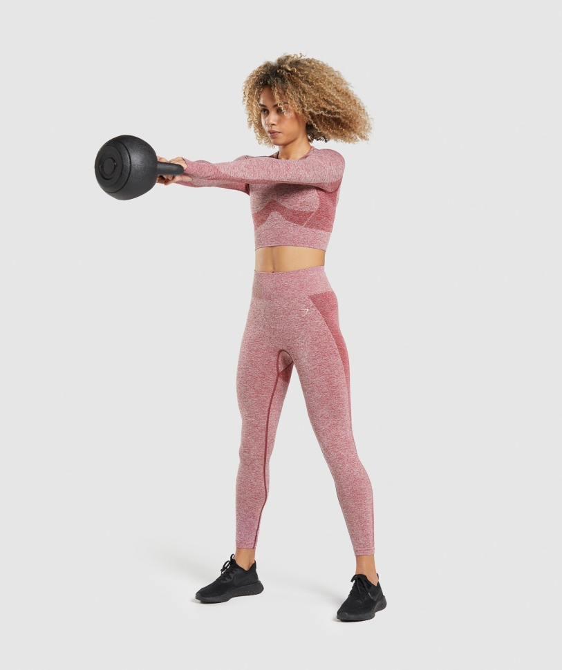 Gymshark Flex αθλητικό μακρυμάνικο Crop Top μπορντό μάργα