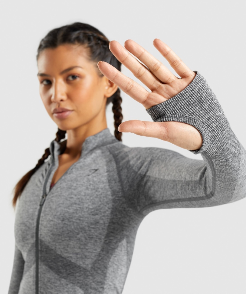 Gymshark Flex φερμουάρ μέσα από σακάκι κάρβουνο Marl