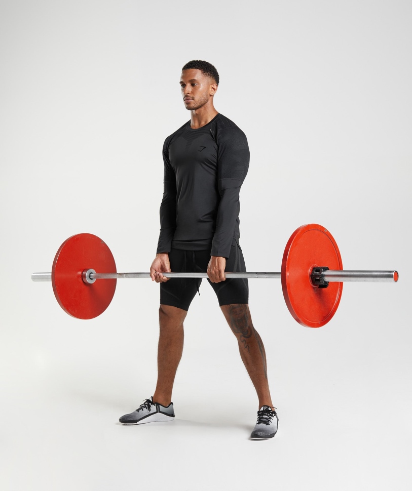 μακρυμάνικο μπλουζάκι Gymshark σε μαύρο χρώμα