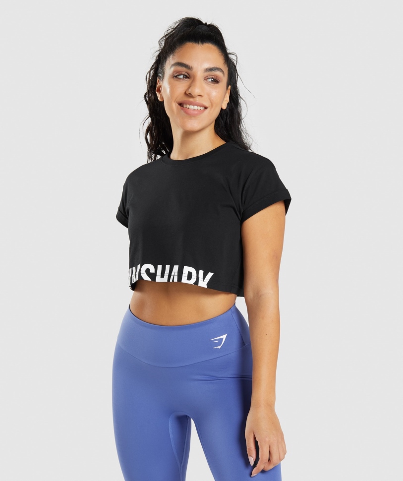 Gymshark Fraction Crop Top μαύρο