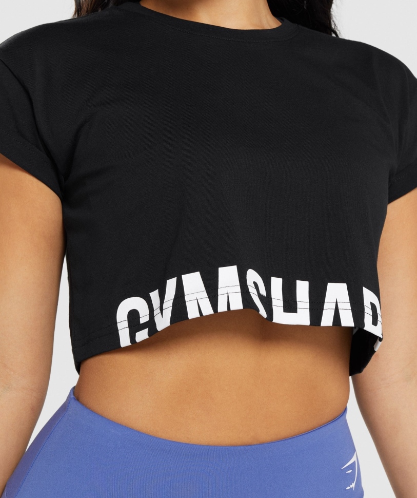 Gymshark Fraction Crop Top μαύρο