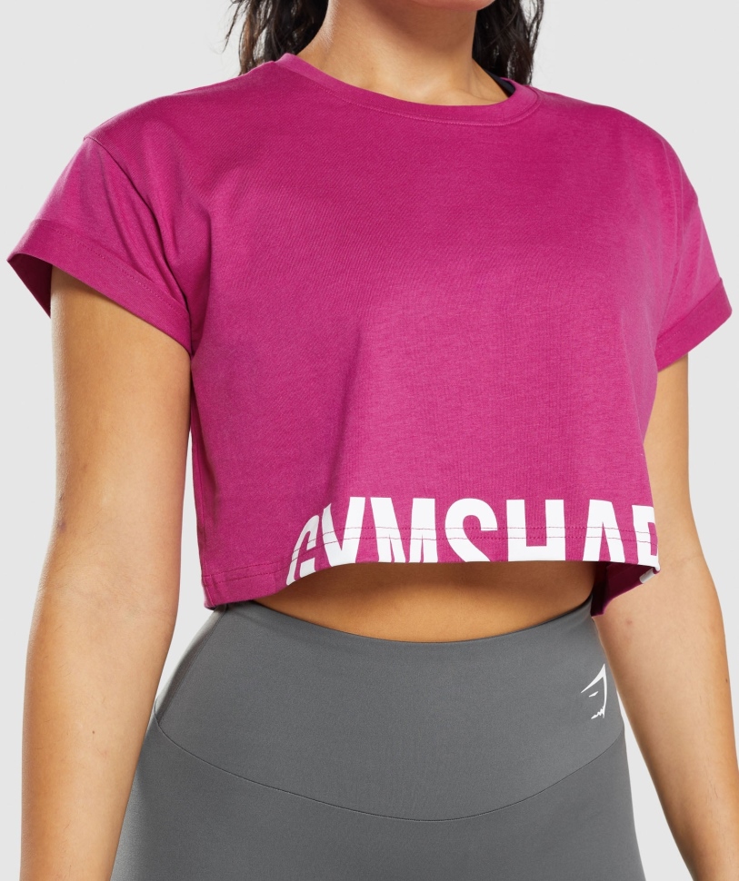 Gymshark Fraction Crop Top Dragon Pink