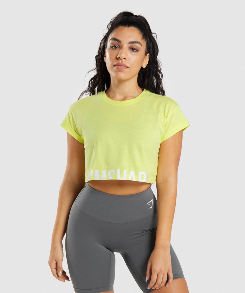 Gymshark κλάσμα Crop Top πυγολαμπίδα πράσινο