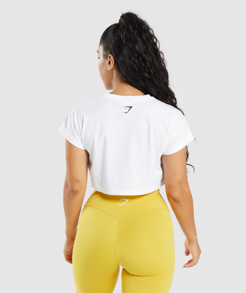 Gymshark Fraction Crop Top λευκό