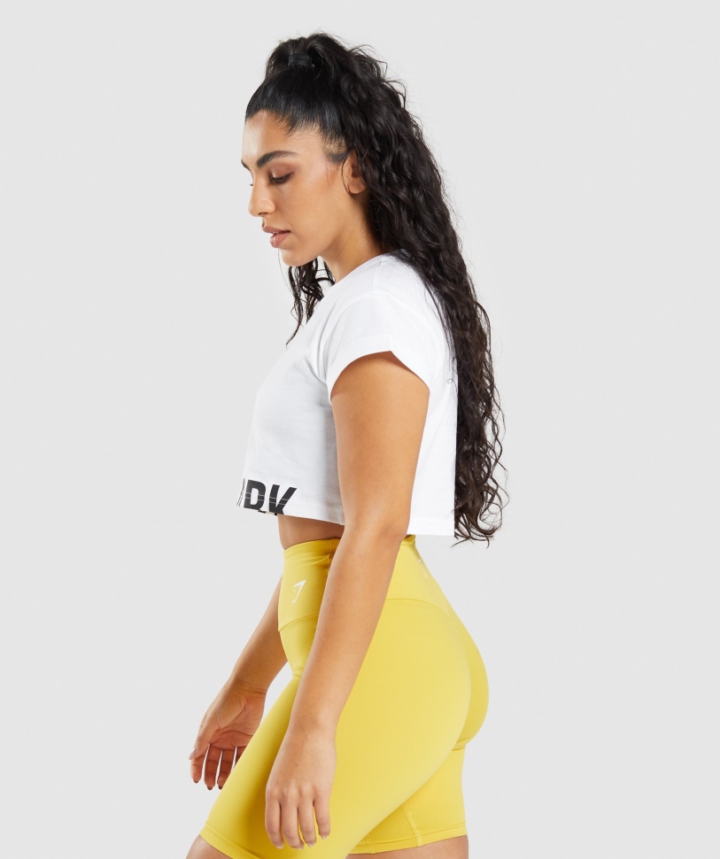 Gymshark Fraction Crop Top λευκό