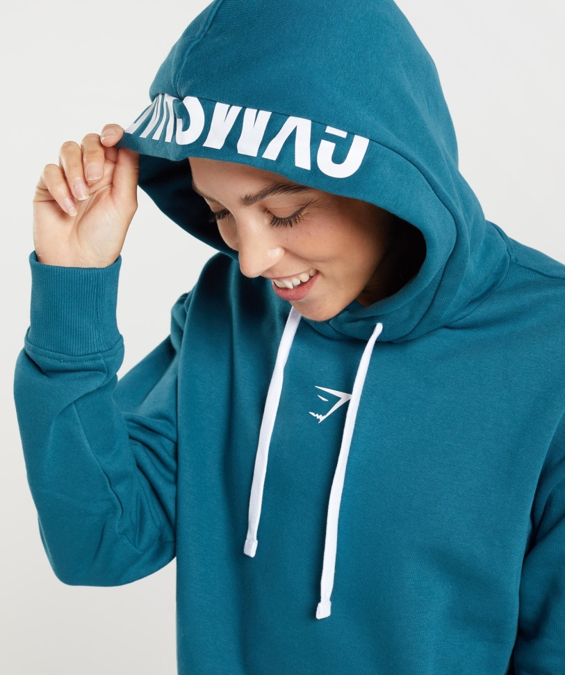 Gymshark Fraction Hoodie μπλε του Ατλαντικού