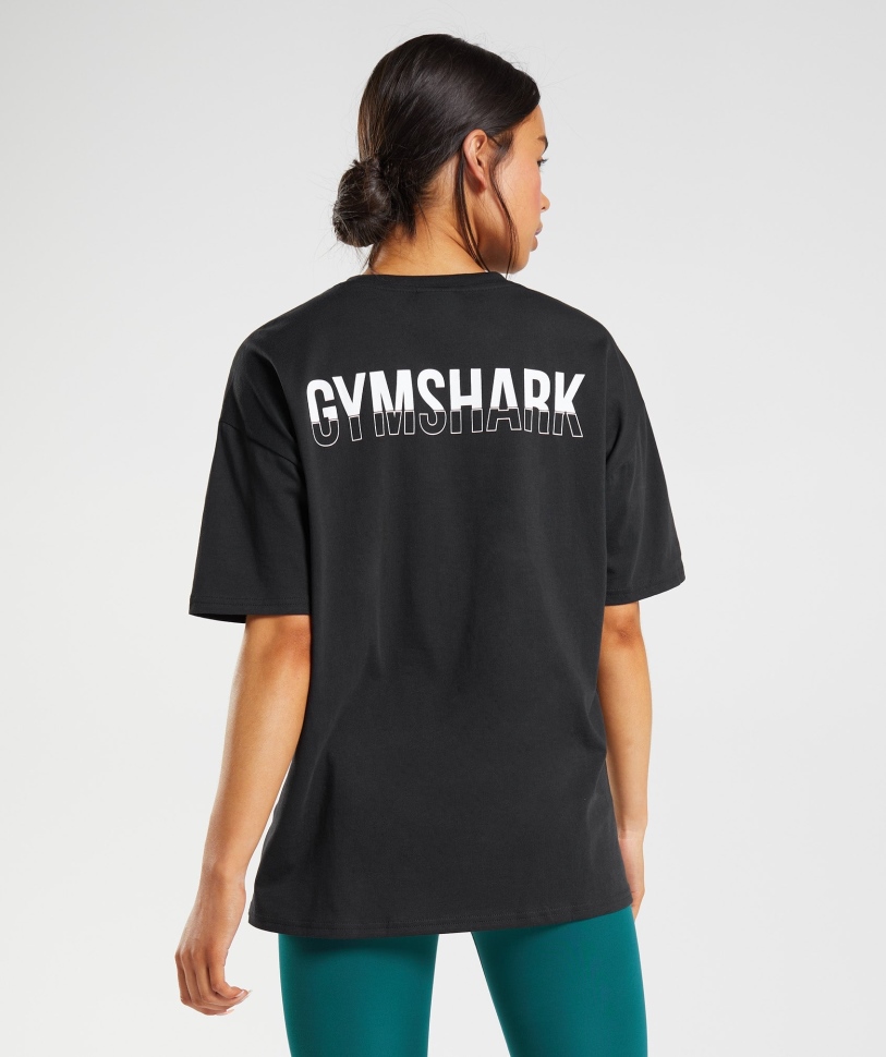 Gymshark Fraction υπερμεγέθη μπλουζάκι μαύρο-άσπρο