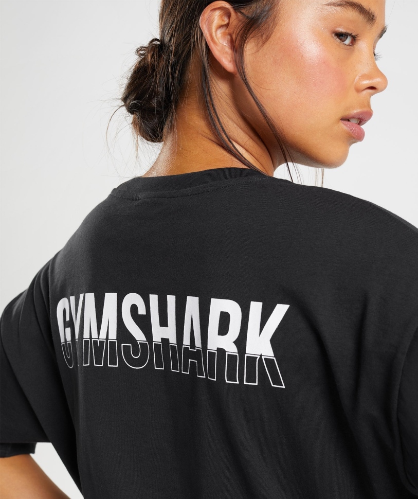 Gymshark Fraction υπερμεγέθη μπλουζάκι μαύρο-άσπρο