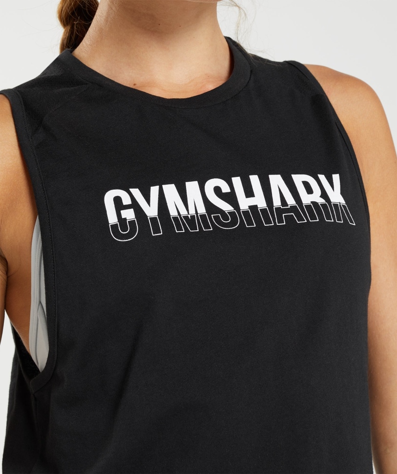 Gymshark Fraction Tank μαύρο-άσπρο