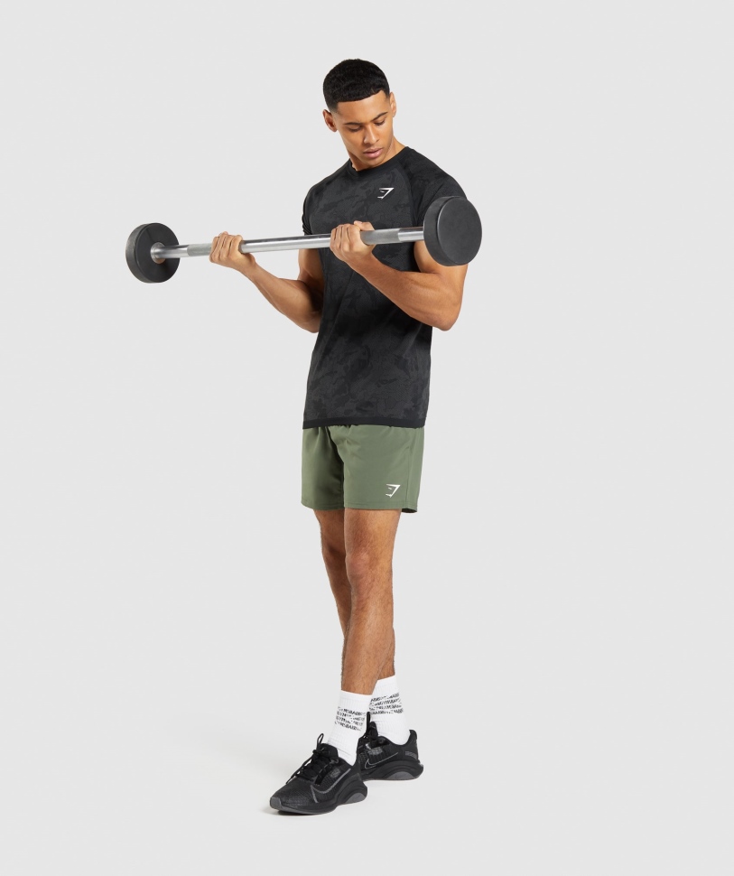 Gymshark Geo μπλουζάκι χωρίς ραφή μαύρο-γκρι ανθρακί