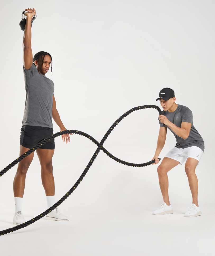 Gymshark Geo χωρίς ραφή μπλουζάκι ανθρακί γκρι-μαύρο