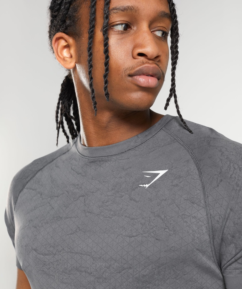 Gymshark Geo χωρίς ραφή μπλουζάκι ανθρακί γκρι-μαύρο