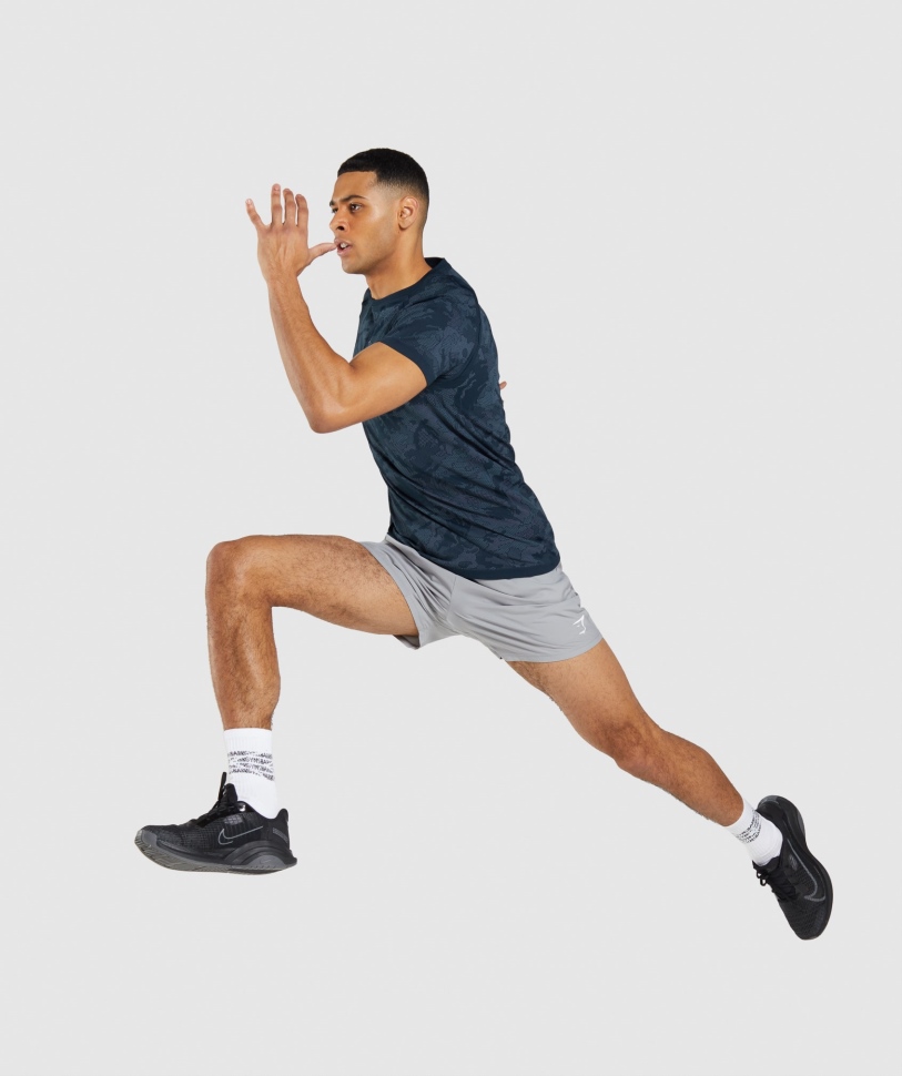 Gymshark Geo μπλουζάκι χωρίς ραφή μπλε ναυτικό-ομίχλη