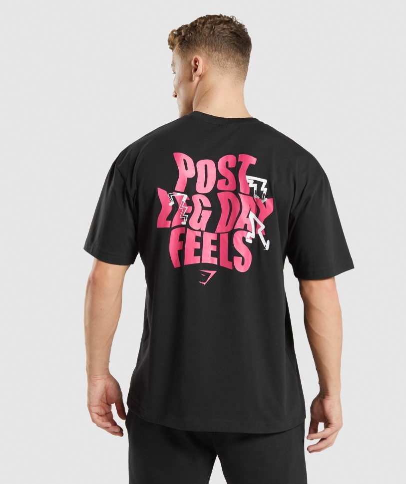 Gymshark Leg Day υπερμεγέθη μπλουζάκι μαύρο