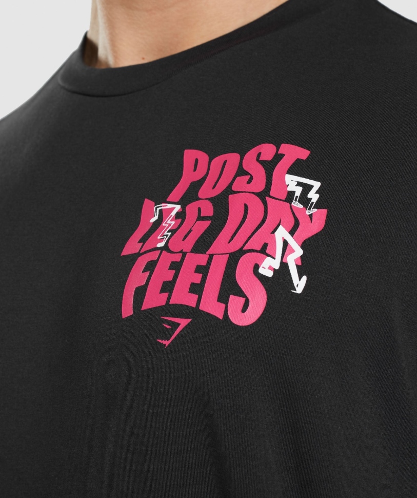 Gymshark Leg Day υπερμεγέθη μπλουζάκι μαύρο